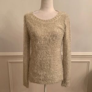 Lyn Off White Fuzzy Sequin Sweater